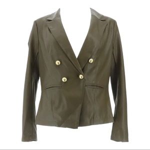 G by Giuliana Faux Leather Blazer DARK OLIVE Size Small